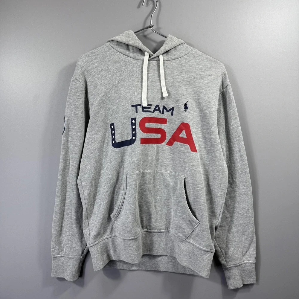 Team USA Hoodie Mens Large Gray Olympic Sweatshirt Polo Ralph Lauren 2022